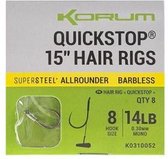 Korum Big Fish 38Cm Quickstops Hair Rigs Barbless 8st. Size 12