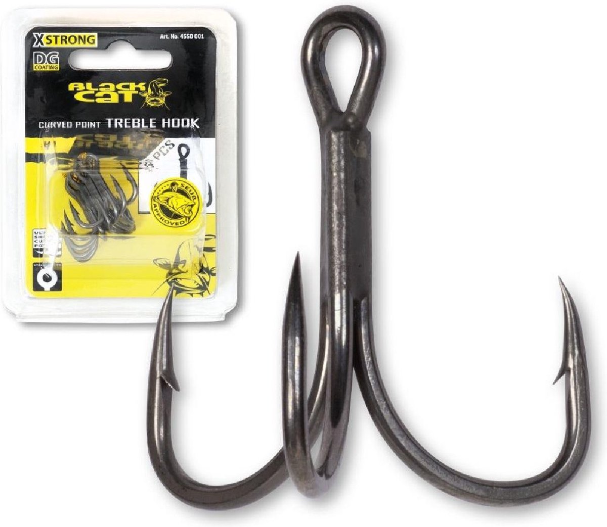 Black Cat Curved Point Treble Hook DG Coating 5st. Size 4/0