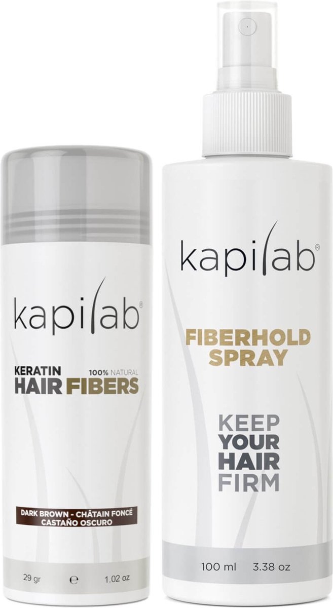 Bol.com Kapilab Hair Fibers Voordeelset 29 gram - Donkerbruin - Keratine Haarvezels voor direct voller haar - 100% natuurlijk - ... aanbieding
