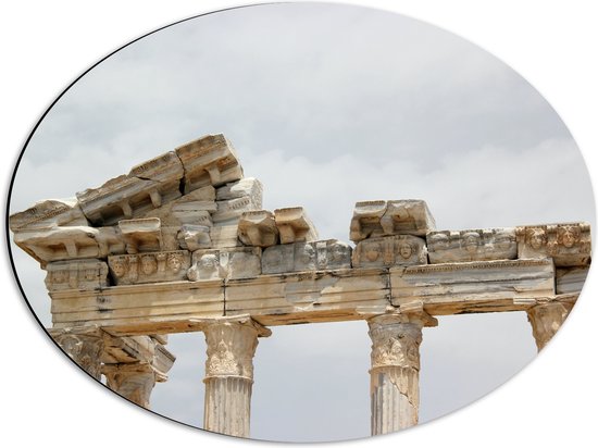 Dibond Ovaal - Tempel van Apollon in Delphi, Turkije - 56x42 cm Foto op Ovaal (Met Ophangsysteem)