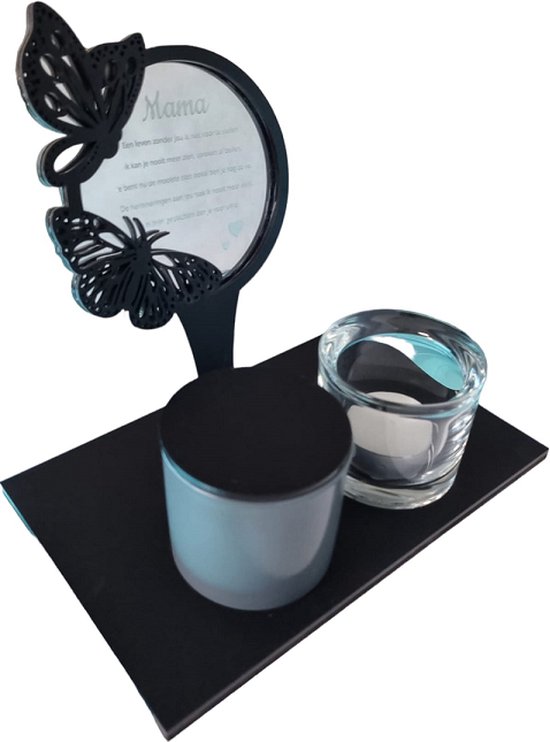LBM mini urn gepersonaliseerd met waxinehouder en gedicht - gedenkset