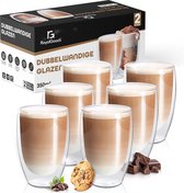 RoyalGoods® Dubbelwandige Glazen – Koffieglazen - Theeglazen – 350ML – 6 Stuks – Cappuccino Glazen - Latte Macchiato Glazen