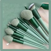 Groene Makeup set -Make up borstels - Makeup kwasten - Makeup set - 13 stuks - Travel Makeup Brushes - Reis Kwastenset - Inclusief gratis etui en Beautyblender - Groen - Set van 15
