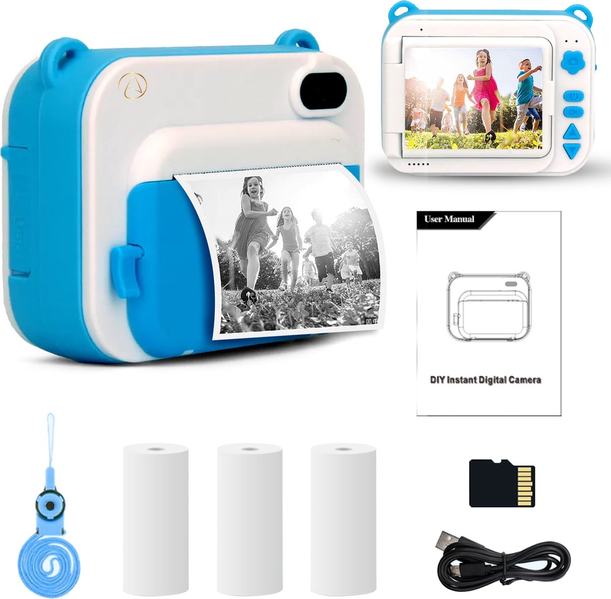 Arvona Polaroid Camera - Polaroid Printer - Digitale Foto Camera - Camera Met Printer - Oplaadbaar - Blauw