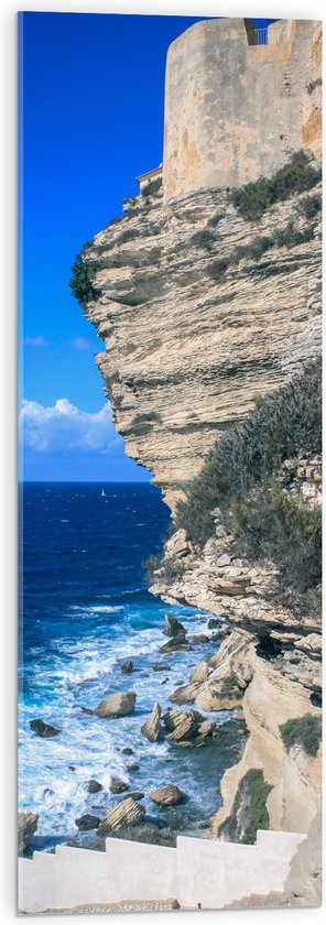 Acrylglas - Grote Rotsen langs de Blauwe Zee - 30x90 cm Foto op Acrylglas (Met Ophangsysteem)