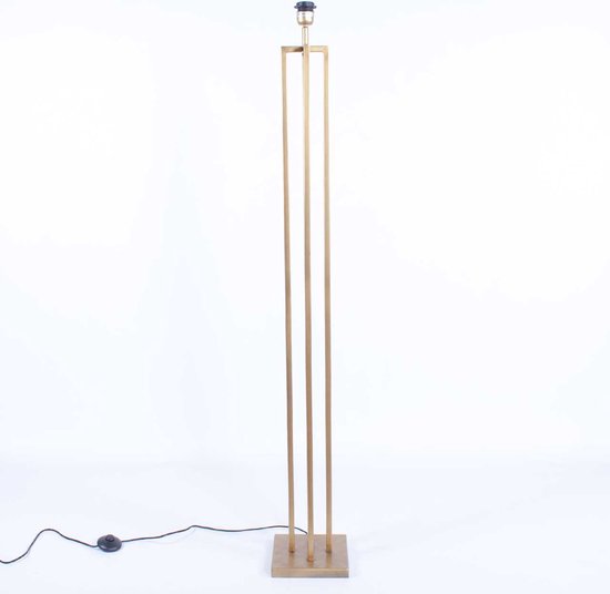 Lampadaire carré avec abat-jour en velours Roma | 1 lumière | marron / bronze / or | métal / tissu | Ø 45 cm | 165 cm de hauteur | lampadaire / lampadaire | design moderne / attrayant / classique