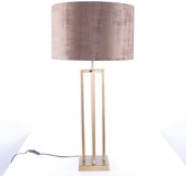 Tafellamp vierkant met velours kap Roma | 1 lichts | brons / goud | metaal / stof | Ø 40 cm | 79 cm hoog | tafellamp | modern / sfeervol / klassiek design