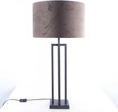Lampe de table carrée avec abat-jour en velours Roma | 1 lumière | taupe / marron / noir | métal / tissu | Ø 40 cm | 79 cm de haut | lampe de table | design moderne / attrayant / classique