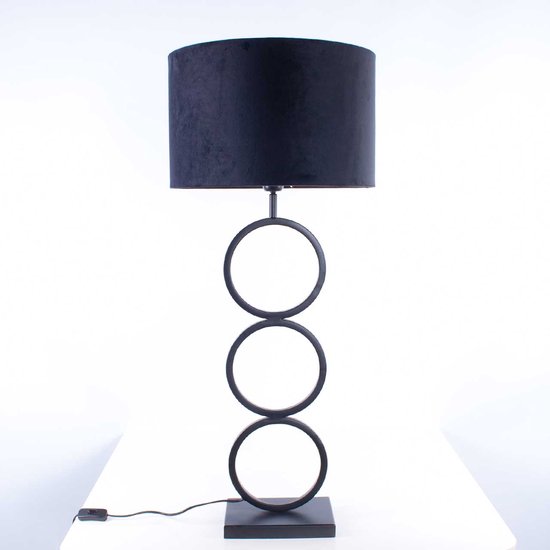 Tafellamp capri 2 ringen | 1 lichts | bruin / goud / zwart | metaal / stof | Ø 40 cm | 94 cm hoog | tafellamp | modern / sfeervol / klassiek design