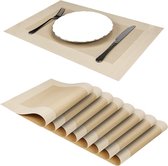 Set van 8 placemats veeg schoon antislip vinyl PVC hittebestendige placemats voor keukentafel 30*45cm beige