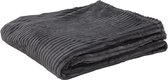 Fleece deken - Fleece plaid- 220 x 240 cm - Antraciet - Gestreept - Zacht, comfortabel en warm - Deken voor op de bank of bed - Eyecatcher voor interieur