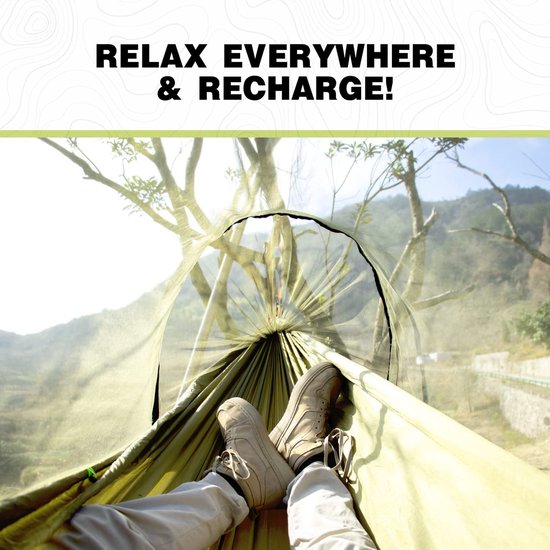 Hamac Nylon Hamac Camping BTRWOR Avec Moustiquaire - Nylon 300kg - 260x140cm - Vert Olive Hamac Extérieur Anti-insectes