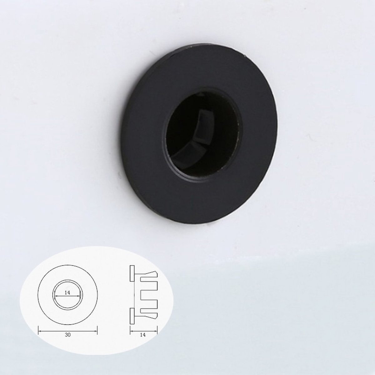 Set van 2 zwarte overloopringen, reservedeksel voor overloop, voor badkamer en keuken, zwart