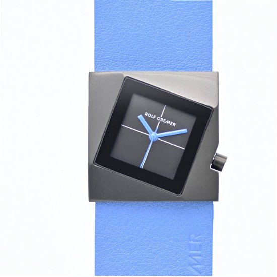 Rolf Cremer Lillit - montre - femme - carré - noir - bleu - titane - cuir de veau - astuce cadeau