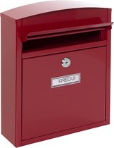 Compacte brievenbus van gegalvaniseerd staal, klein (A5-post), brievenbus voor buiten, aan de muur, waterdichte brievenbus met naamplaatje, 2 sleutels, eenvoudige montage, rood