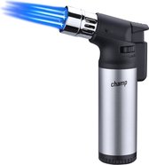 Champ® Quattro Hervulbare Aansteker - Vuurwerk Aansteker - Gasbrander - Gasaansteker - BBQ - Windproof - Zilver