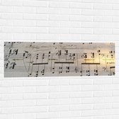 Muursticker - Muziek Notenblad - 120x40 cm Foto op Muursticker