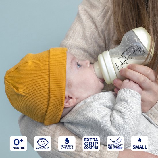 Difrax Baby fles 200 ml Wide - S-Fles - Anti-Colic - Crème - 1 stuk van Difrax — afbeelding 2