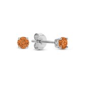 New Bling 9NB-1145 Zilveren Oorknopjes met Zirkonia Steentje 3mm - Koningsdag - Oranje - Rhodium - Zilver