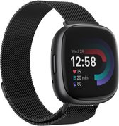 Strap-it Smartwatch bandje - Milanees bandje - geschikt voor Fitbit Versa 4 / Fitbit Sense 2 - zwart - Maat: Maat S