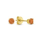 New Bling 9NB-1154 Zilveren Oorknopjes met Zirkonia Steentje 3mm - Oranje - Verguld/Goud op Zilver