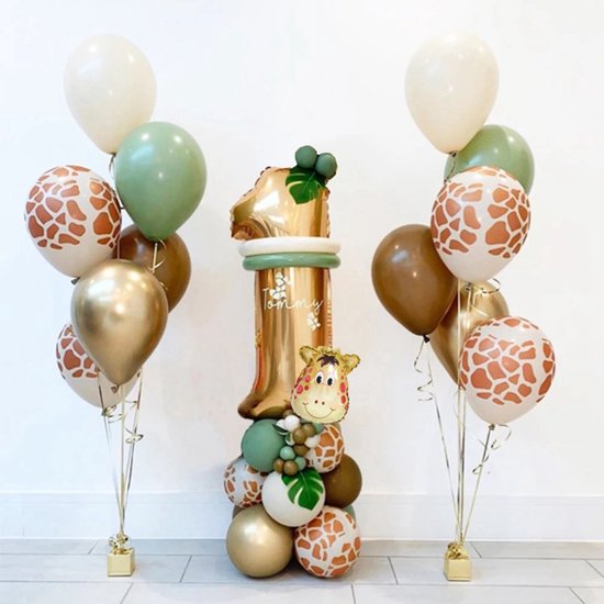 Verjaardags ballonnen - 1 jaar - 30 stuks - kinderfeestje - verjaardag - dieren - ballonen - set - cijfer ballon