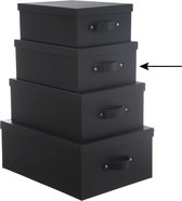 5Five Opbergdoos/box - 6x - zwart - L30 x B24 x H12 cm - Stevig karton - Industrialbox