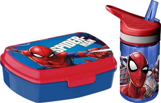 Lunch box Marvel Spiderman pour enfants - 2 pièces - rouge -  aluminium/plastique