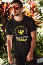Rick & Rich - T-Shirt Your Body Is Meant To Serve Yourself - T-Shirt Gym - T-Shirt Sport - Zwart Shirt - T-shirt met opdruk - Shirt met ronde hals - T-shirt met quote - T-shirt Man - T-shirt met ronde hals - T-shirt maat L