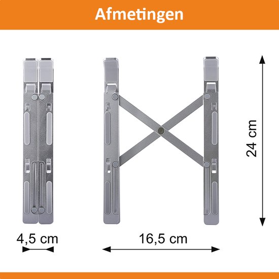 DutchOne Laptop Standaard Verstelbaar Universeel - Laptop houder - Laptopsteun - Laptophouder - Ergonomisch - Aluminium - t/m 17 inch