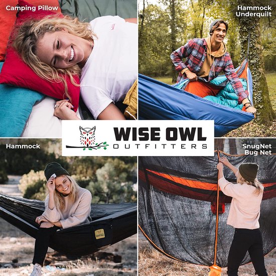 Outfitters Hangmat - outdoor hangmat voor 1 persoon - ultralichte reishangmat - belastbaar tot 180 kg - campingaccessoires - incl. ophanging en karabijnhaak (zwart en grijs)