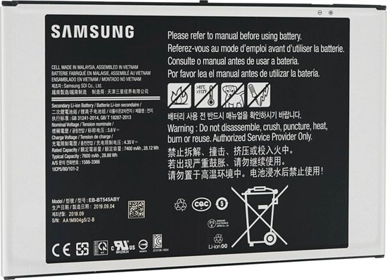 Interne Accu voor Samsung Tab Active Pro 10.1 7400mAh Origineel EB-BT545ABY - Samsung