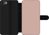 Bookcase Geschikt voor iPhone SE 2020 telefoonhoesje - Roze - Palet - Oud - Effen - Oudroze - Met vakjes - Wallet case met magneetsluiting
