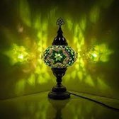 Mozaïek Lamp - Oosterse Lamp - Turkse Lamp - Tafellamp - Marokkaanse Lamp - Ø 19 cm - Hoogte 34 cm - Handgemaakt - Authentiek - Groen