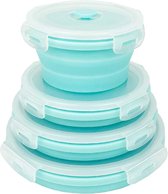 Storage Containers, Silicone Bowls with Plastic Lids - Round Set of 4 - Microwave&Freezer Safe, for Kitchen and Camping