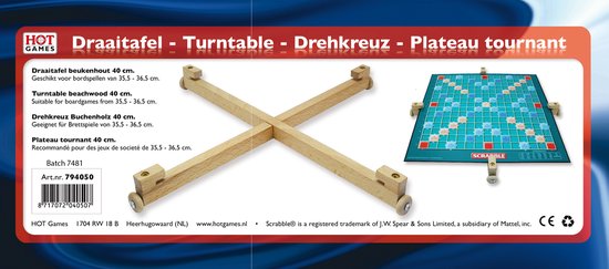 Plateau tournant ou croix tournante pour jeux de société, H.O.T.
