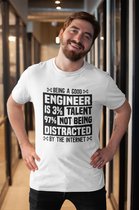 Rick & Rich - T-shirt 97% Ne pas être distrait - T-shirt Électricien - T-shirt Ingénieur - Chemise Wit - T-shirt avec imprimé - Chemise à col rond - T-shirt avec citation - T-shirt Homme - T-shirt Chemise col rond - T-shirt taille XXL