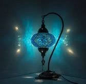 Mozaïek Lamp - Oosterse Lamp - Turkse Lamp - Tafellamp - Marokkaanse Lamp - Boogmodel - Ø 19 cm - Hoogte 42 cm - Handgemaakt - Authentiek -Blauw