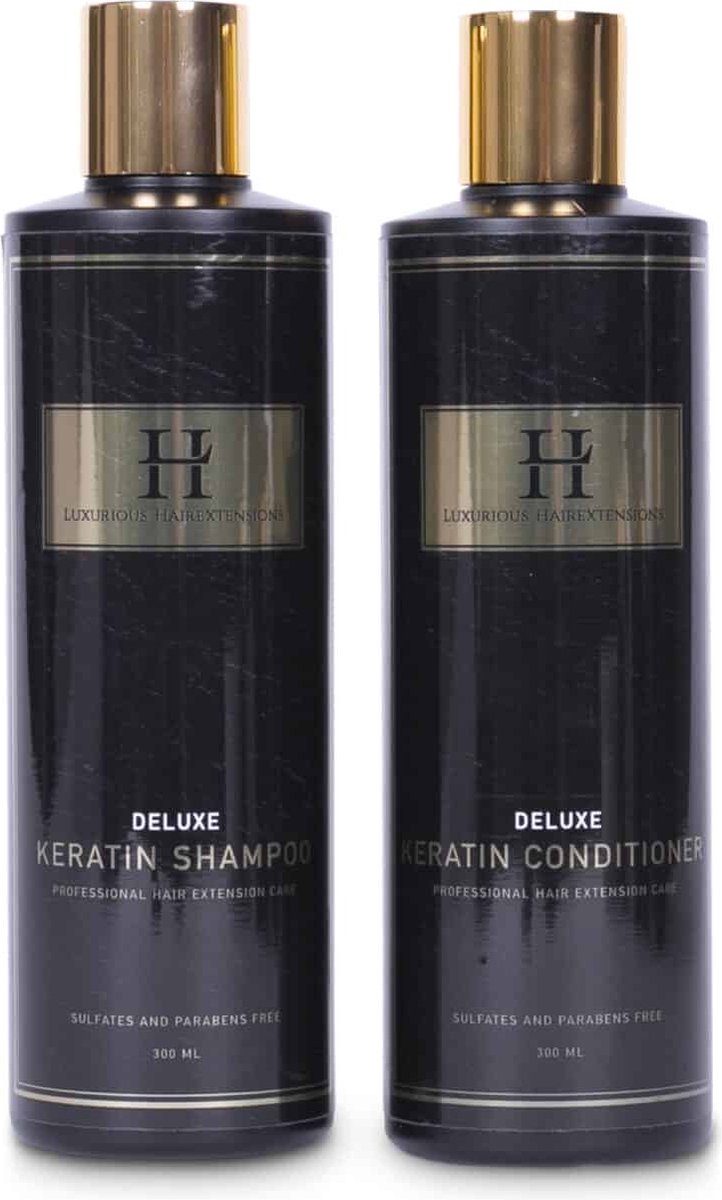 Deluxe Two-Pack Package Deal - Luxurious-Hairextensions - Haarverzorging - Hairextensions - Keratine - Sulfaat en Parabenen vrij - Voordeelset - Shampoo - Conditioner - Ook op eigen haar te gebruiken