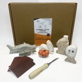 SamStone Doe-het-zelf pakket speksteen halloween - vleermuis - spook - pompoen - cadeau - vanaf 8 jr - beeldhouwen - steen