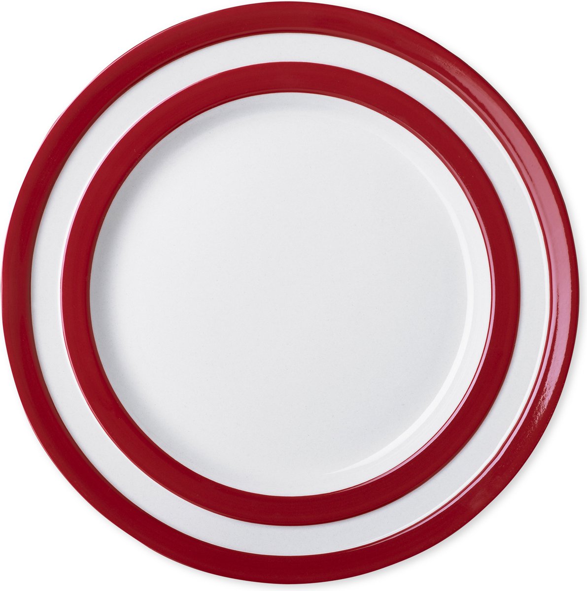 Cornishware Red - lunchbord - ⌀ 24.5cm - rood wit gestreept bord - klein dinerbord
