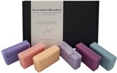 Savon de Marseille cadeau zeep set Lavendel, Rose, Jasmin, Lavandel scrub, Patchouli, Marine 6x125 gr.