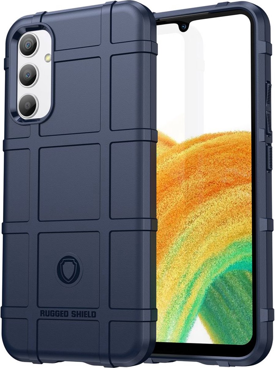 MobyDefend Hoesje - Geschikt voor Samsung Galaxy A34 - Rugged Shield TPU Backcover - Blauw