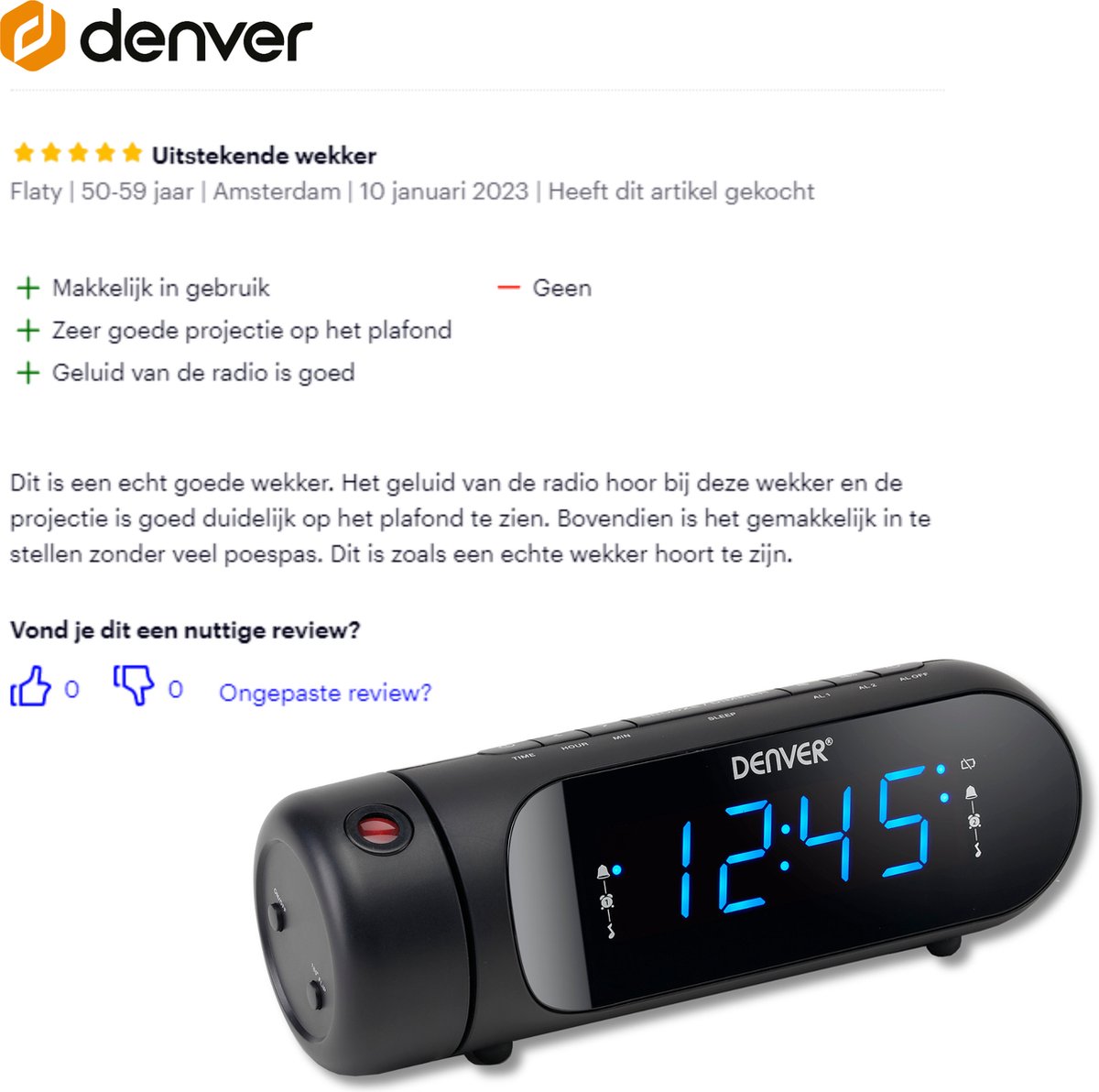 Denver CPR-700 - Radio-réveil avec projecteur