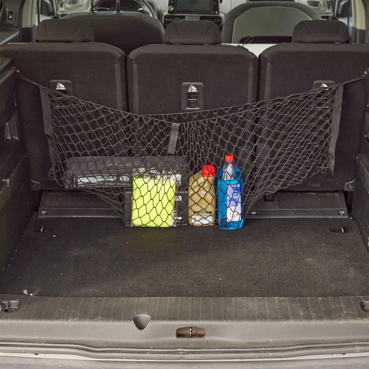 VERK GROUP Auto bagagenet auto kofferbak net scheidingsnet afdeknet zwart 120x55cm 4 haken