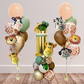 Versiering verjaardag 1 jaar - Thema jungle - 36 stuks - Versiering jongen - Versiering meisje - Kinderverjaardag versiering - Safari - Leeftijdballon 1 jaar - Versiering compleet pakket - Versiering 1 jaar - Birthday animals