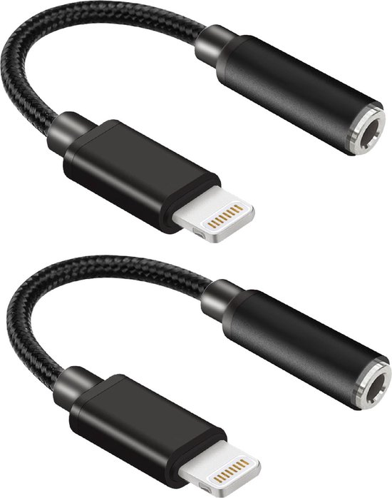 2x Lightning naar Jack geschikt voor iPhone 3,5 mm Mini Jack naar