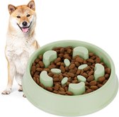 Relaxdays anti-schrokbak - eetbak voor honden - 600 ml - tegen schrokken - kunststof - groen