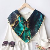 Forest Gold Rush- zijden sjaal- Premium topkwaliteit- 100% moerbei- beste geschenk voor dames-70x70cm - Perfect verjaardags- en jubileumcadeau-idee