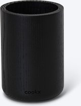 COOKX - Porte- Batterie de cuisine de cuisine en chêne - Noir mat - Porte-ustensiles de cuisine/Porte-ustensiles de cuisine